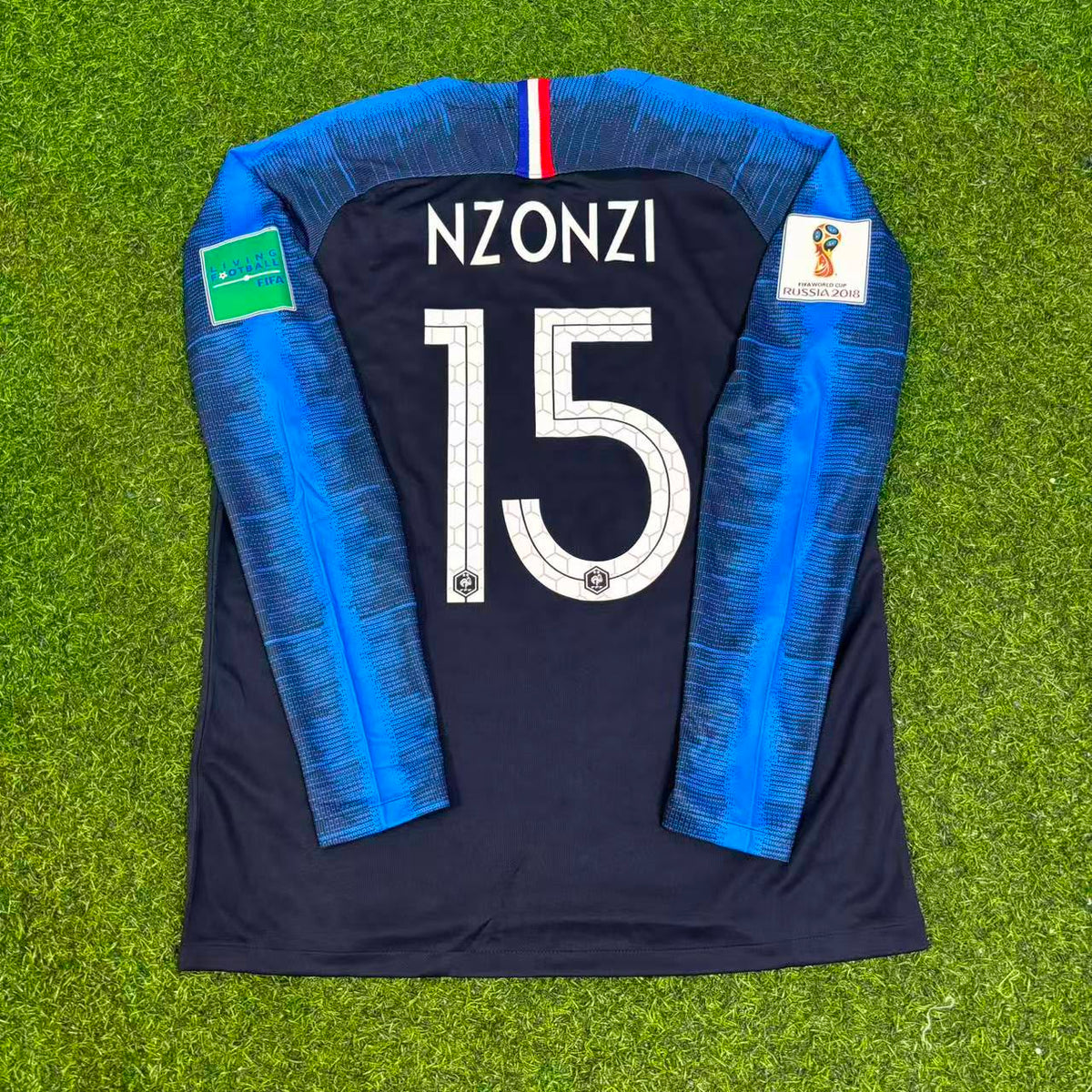 France 2018 World Cup Final Long Sleeve Retro Football Jersey – Steven Nzonzi – Back View
