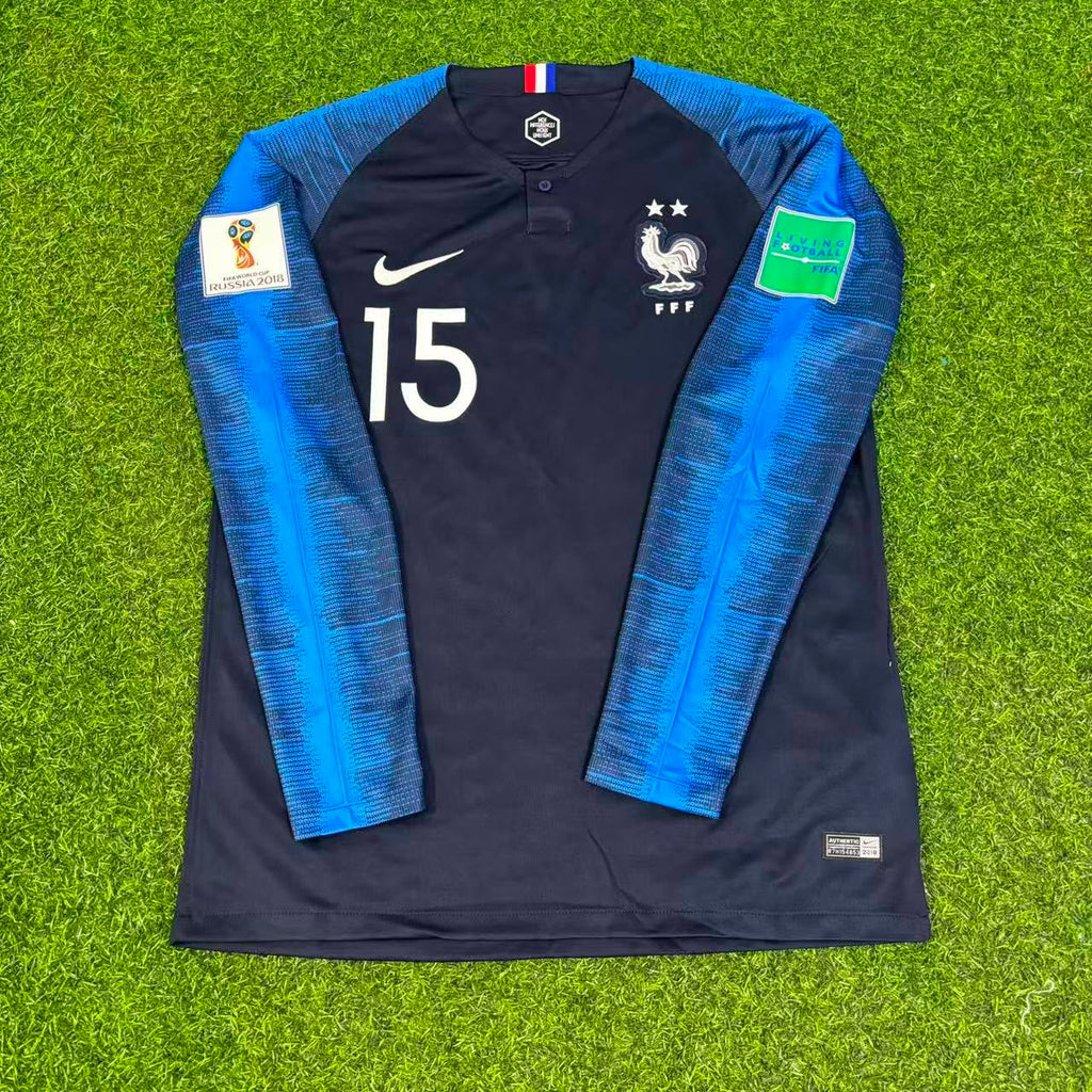 France 2018 World Cup Final Long Sleeve Retro Football Jersey – Steven Nzonzi – Front View