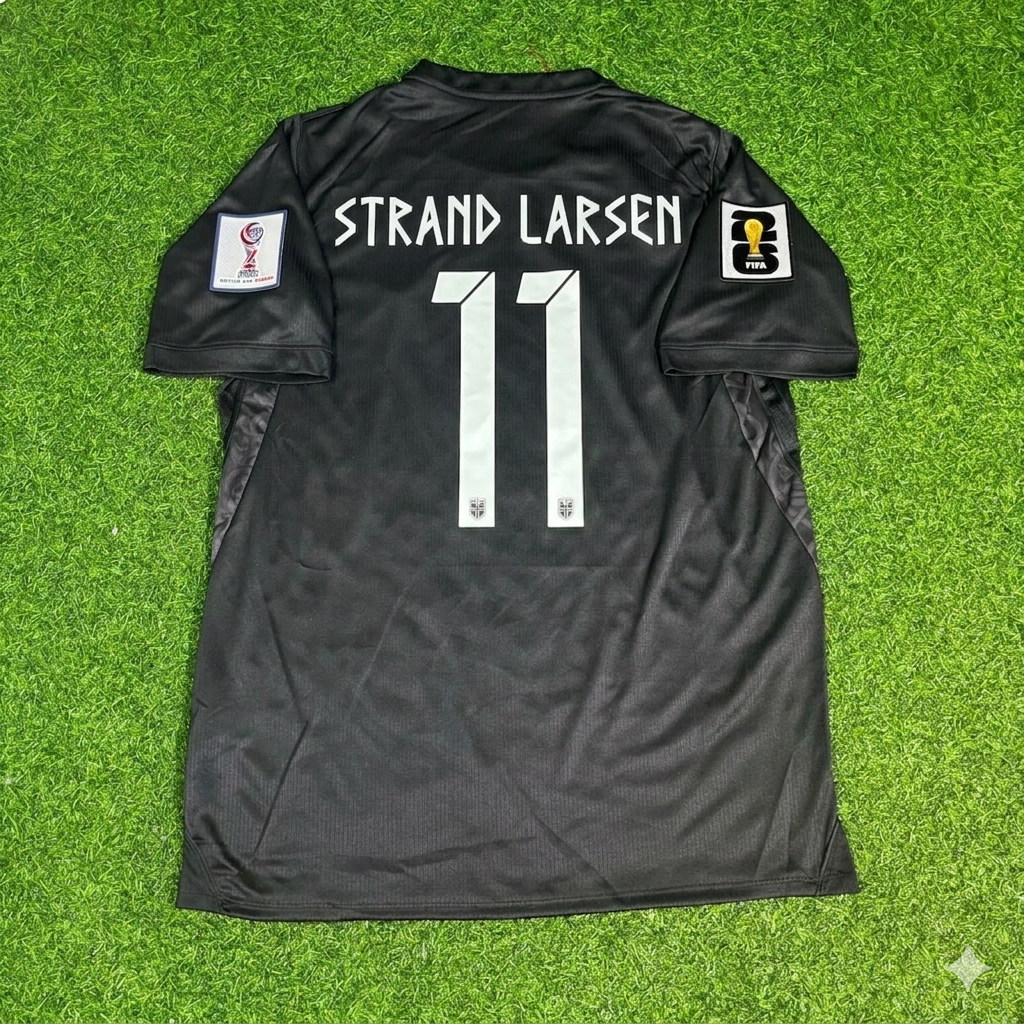 Jørgen Strand Larsen #11 Norway 2026 World Cup Black Away Football Jersey – Back View