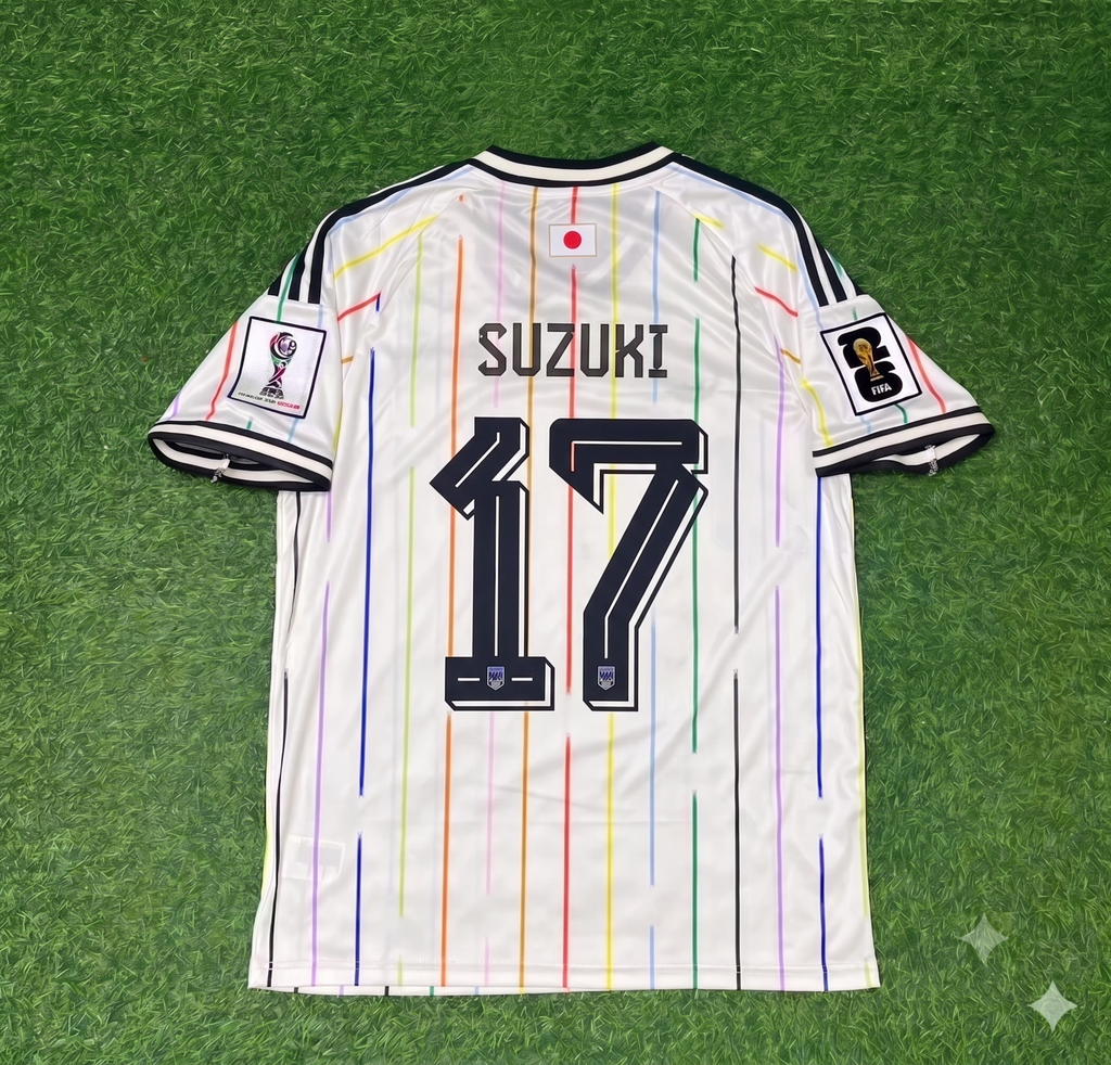 Yuito Suzuki Japan 2026 World Cup Away White Football Jersey – Back View