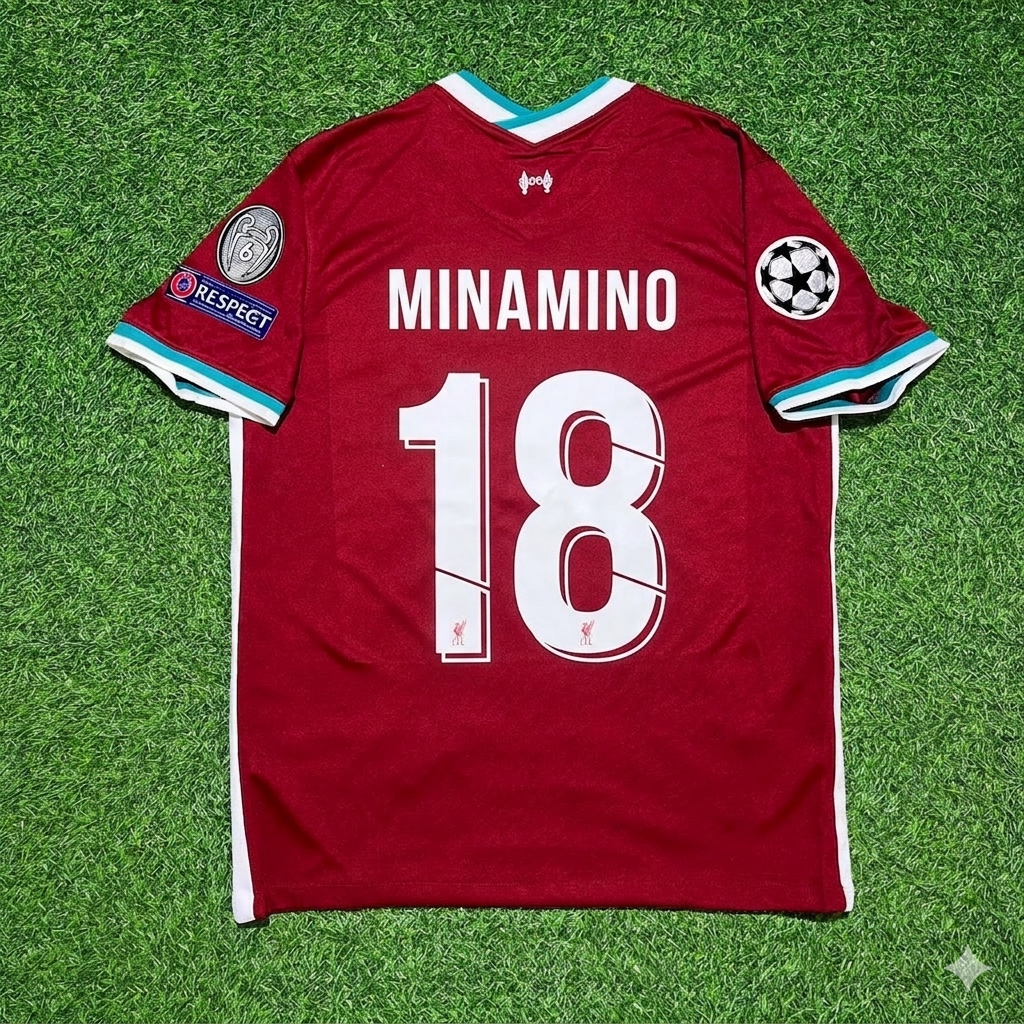 Liverpool 2019 2020 Home Retro Football Jersey – Takumi Minamino 18# – Back View