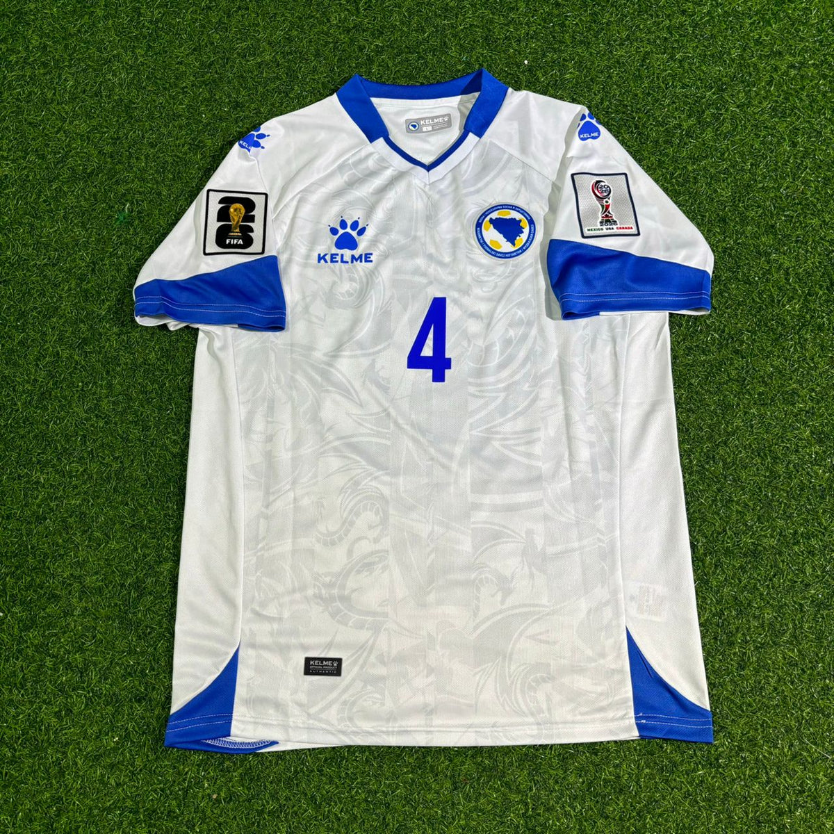 Tarik Muharemovic Bosnia and Herzegovina 2026 World Cup Away White Football Jersey – Front View