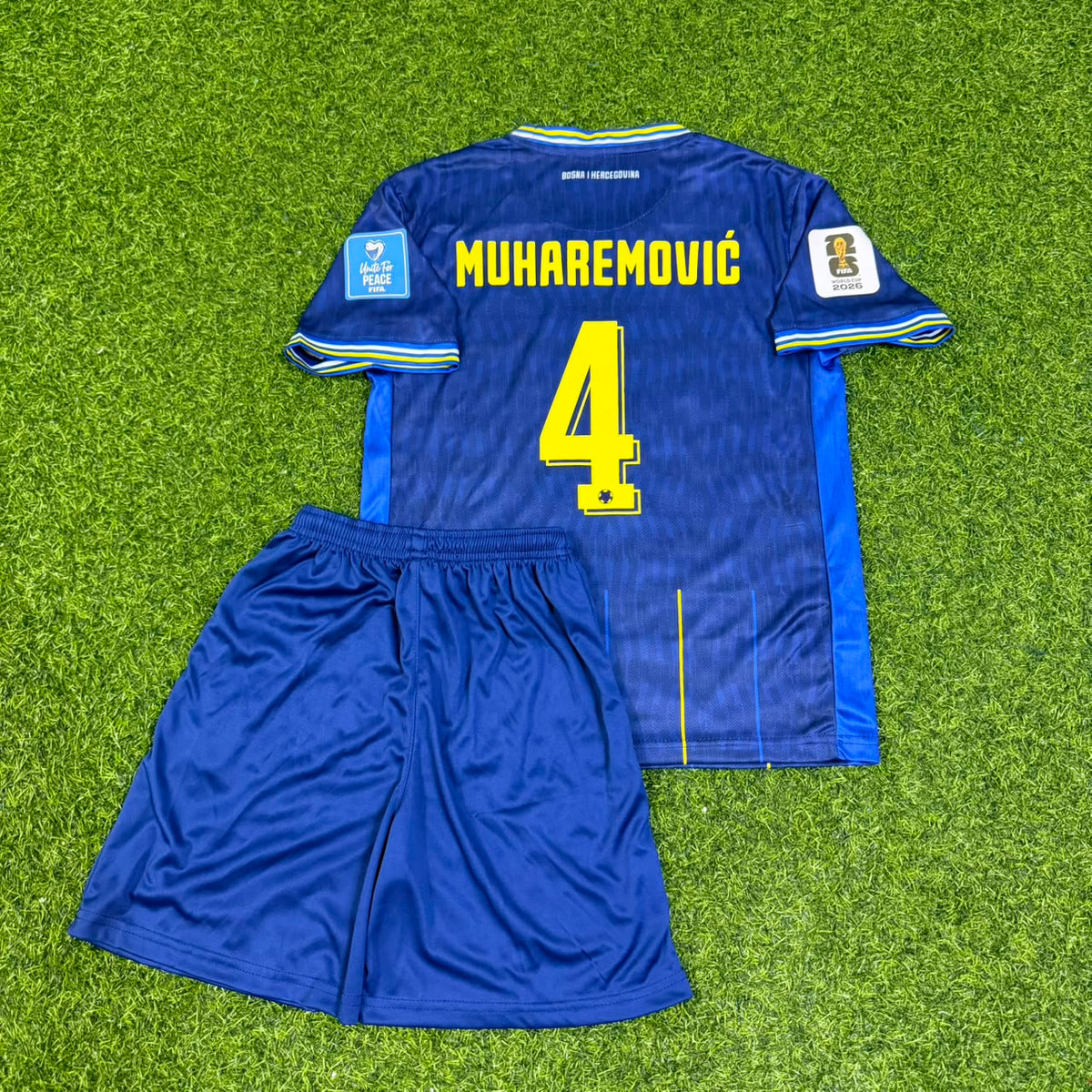 Tarik Muharemovic Bosnia and Herzegovina 2026 World Cup Kids Blue Football Jersey – Back View