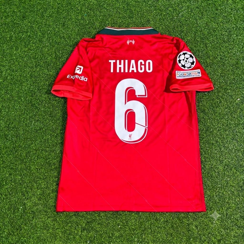 2022 Thiago Alcantara #6 Liverpool Champions League Final Home Retro Football Jersey – Back View