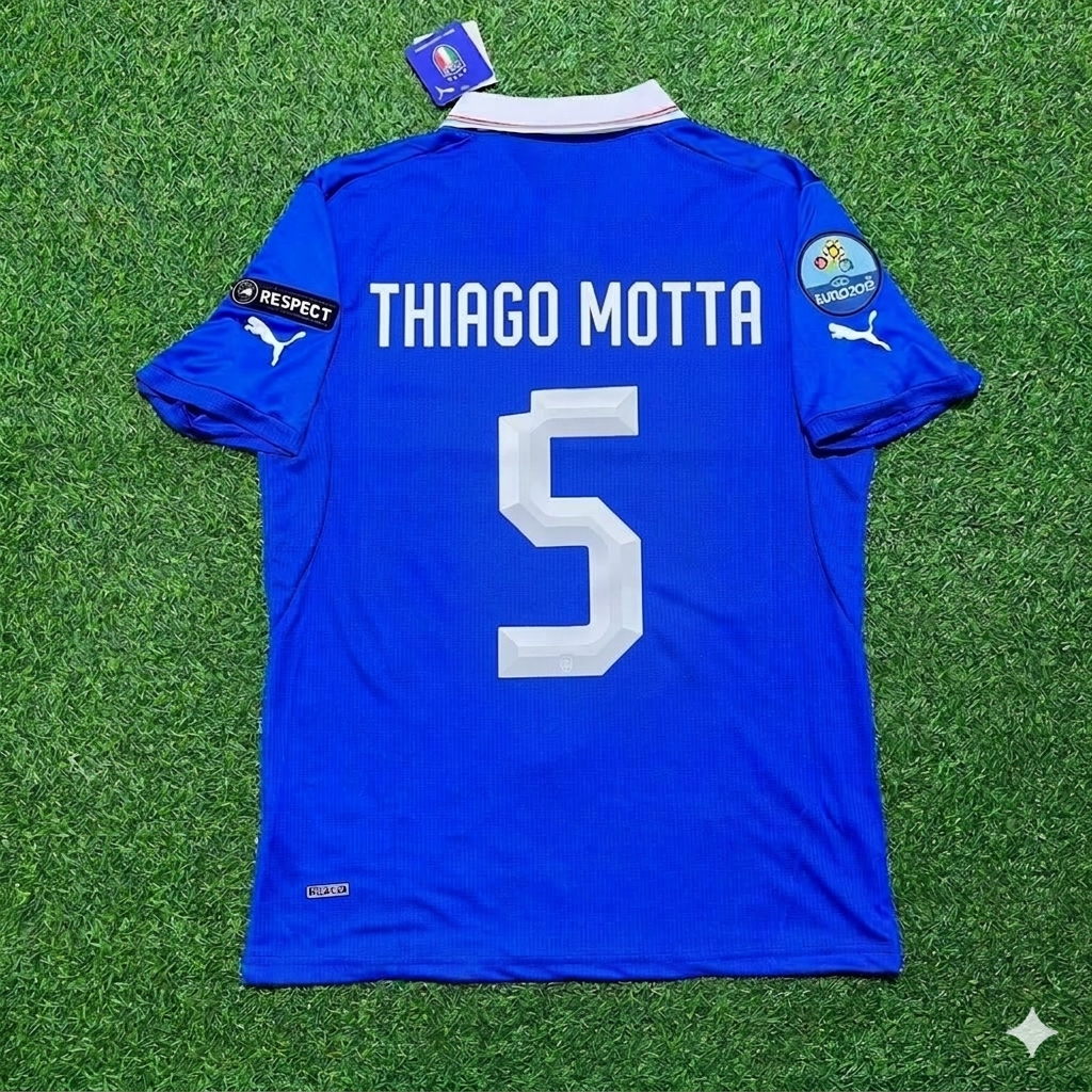 Italy Euro 2012 Retro Home Jersey – Thiago Motta 5- – Back View