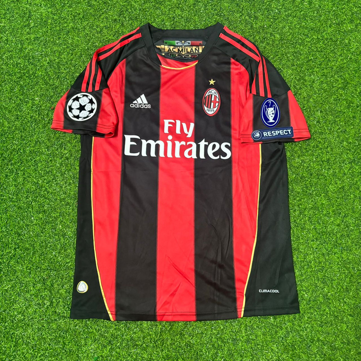 2010/11 Thiago Silva #33 AC Milan Home Retro Football Jersey – Front View