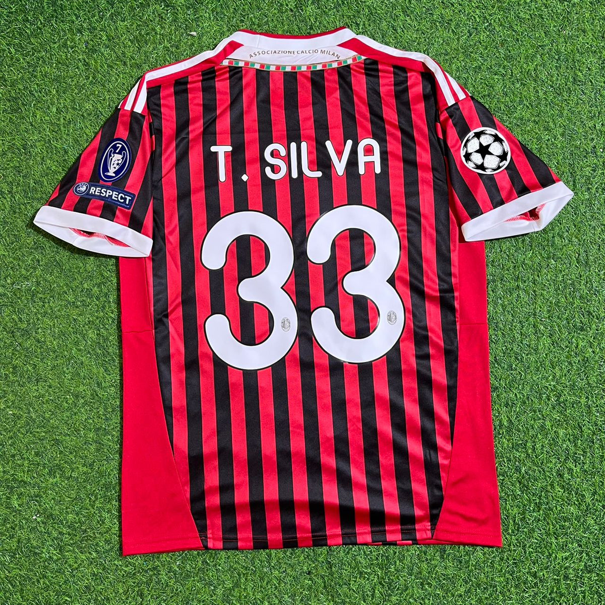 Thiago Silva 33 - AC Milan Home 2011/12 Retro Kit Jersey – Back View