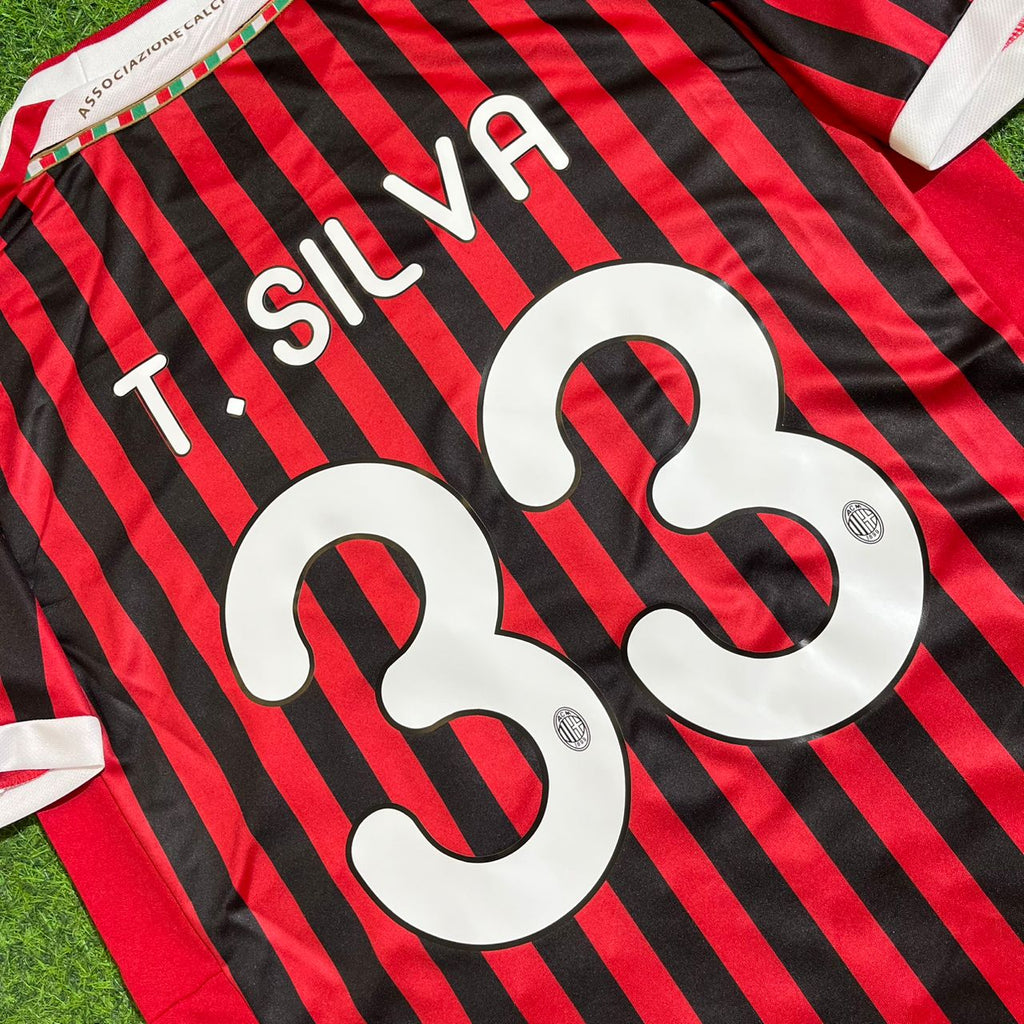 Thiago Silva 33 - AC Milan Home 2011/12 Retro Kit Jersey – Detailed View