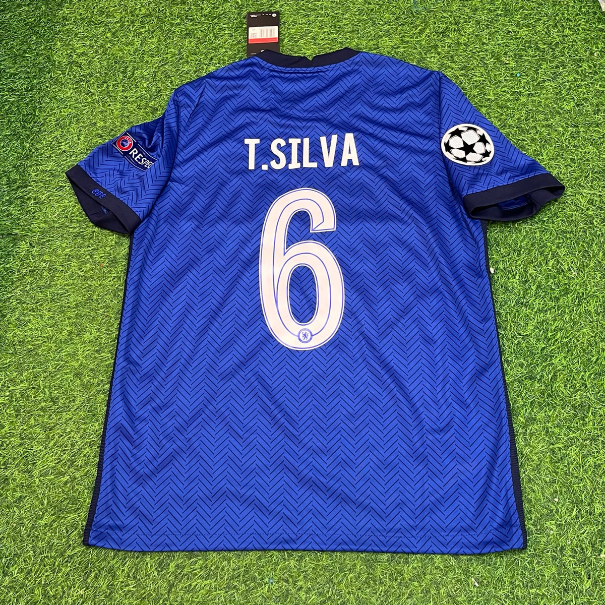 2021 Thiago Silva 6- Chelsea Champions League Final Blue Retro Football Jersey Collection – Back View