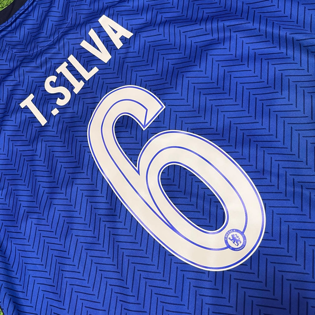 2021 Thiago Silva 6- Chelsea Champions League Final Blue Retro Football Jersey Collection – Detailed View