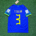 Thiago Silva Brazil 2022 World Cup Retro Football Jersey – Back View