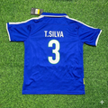 Thiago Silva Brazil Blue Retro Football Jersey – Back View