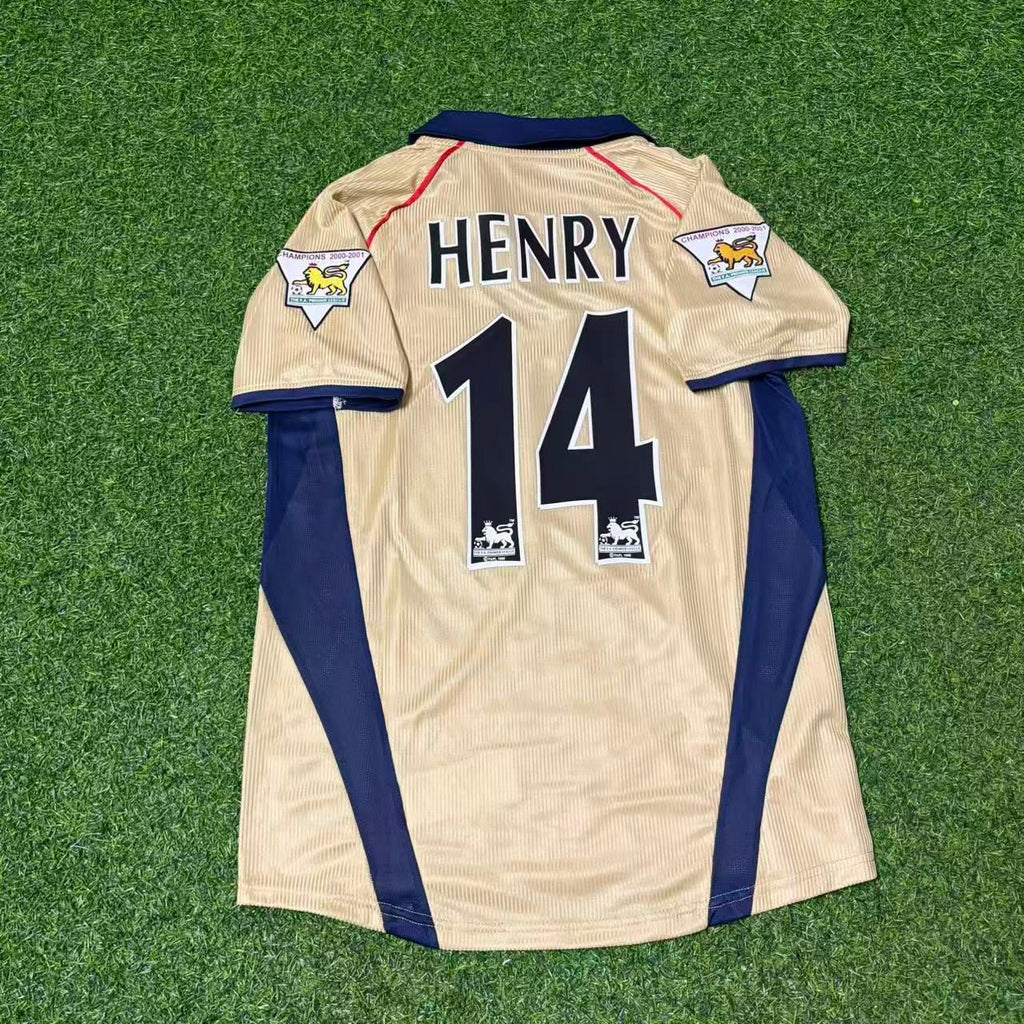 Thierry Henry #14 Arsenal 2001-2002 Away Golden Retro Jersey – Back View