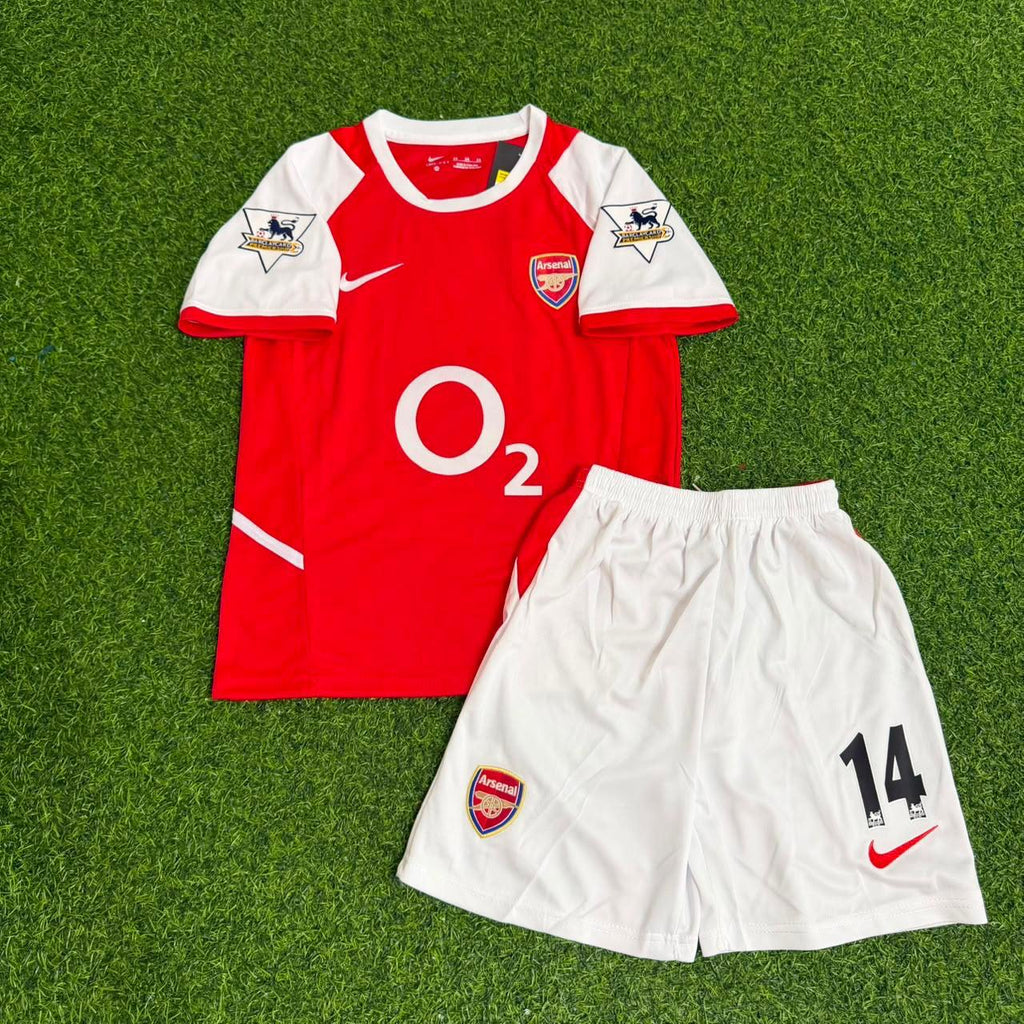 Thierry Henry 14 Arsenal 2002/03 EPL Patch Home Kids Retro Football Jersey – Front View