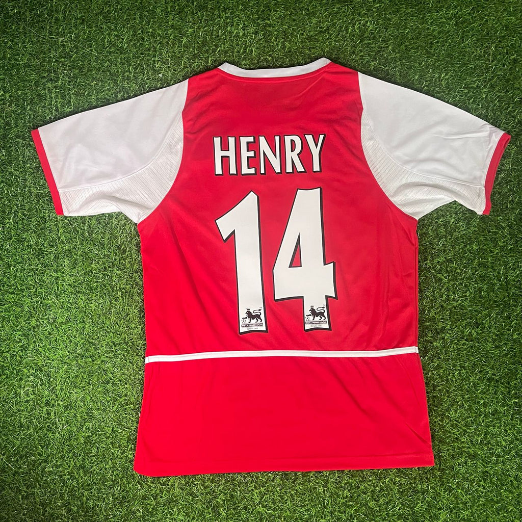 Thierry Henry 14 - Arsenal o2 2002/03 Home Retro Kit Jersey Soccer – Back View