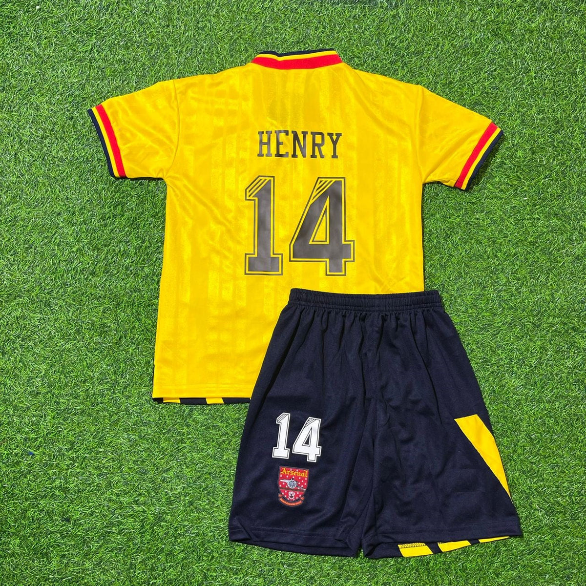 Arsenal Yellow Retro Kids Football Kit Thierry Henry