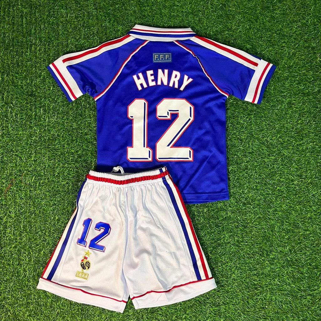 1998 Thierry Henry 14 France Home Kids Football Jersey – Back View