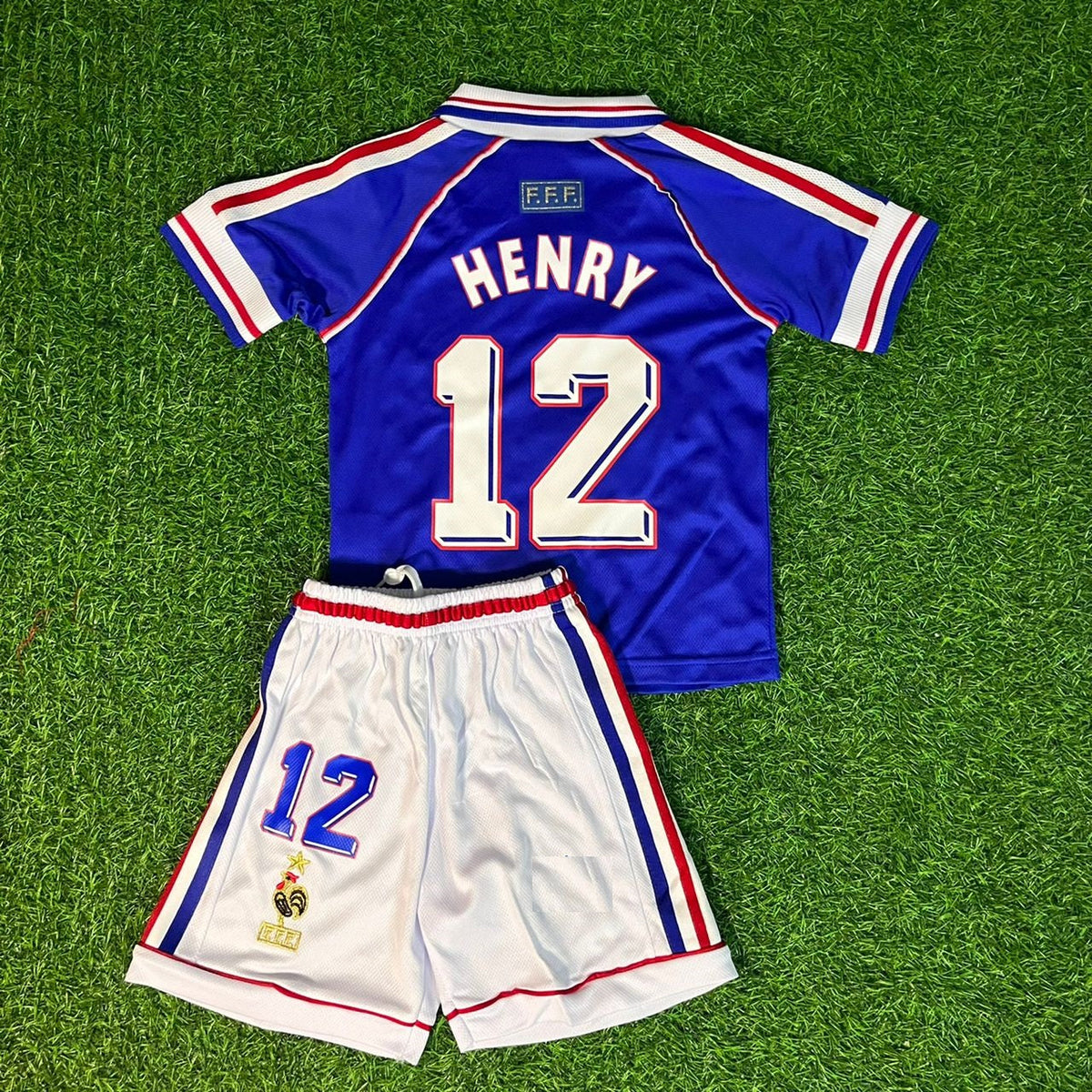 1998 Thierry Henry 14 France Home Kids Football Jersey – Back View