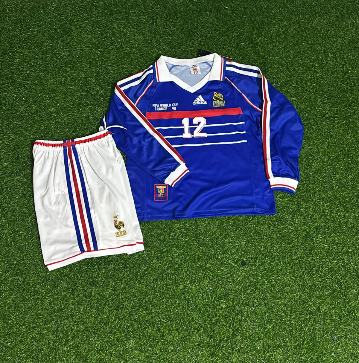 1998 France World Cup Thierry Henry Long Sleeve Kids Retro Football Jersey – 4