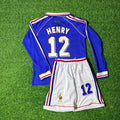 1998 France World Cup Thierry Henry Long Sleeve Kids Retro Football Jersey – Back View