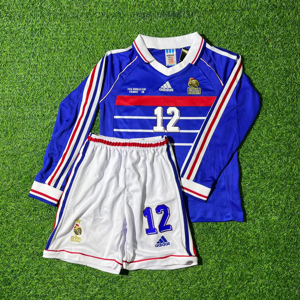 1998 France World Cup Thierry Henry Long Sleeve Kids Retro Football Jersey – Front View