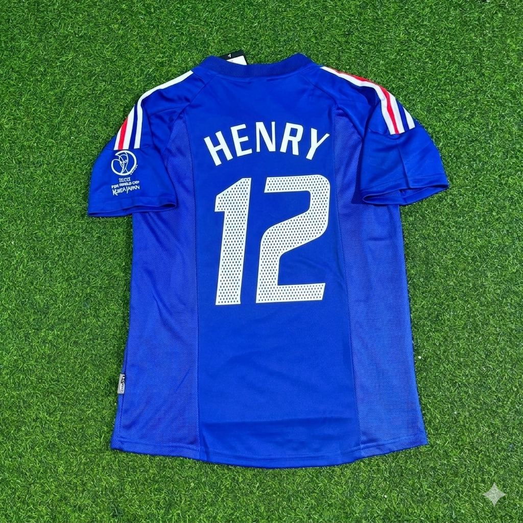 2002 France World Cup Thierry Henry #12 Retro Football Jersey – Back View