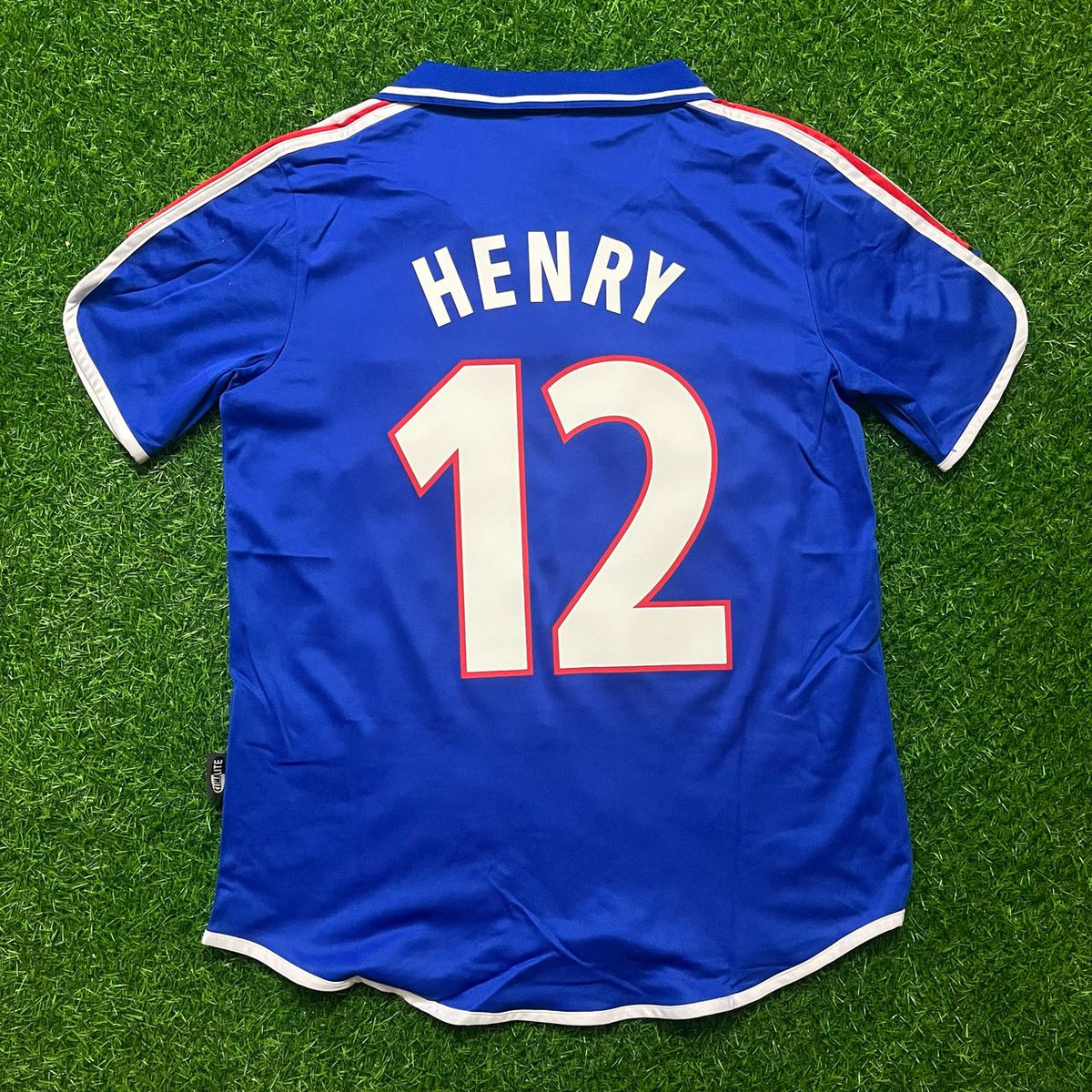 Thierry Henry France 2000 2002 Retro Blue Jersey – Back View