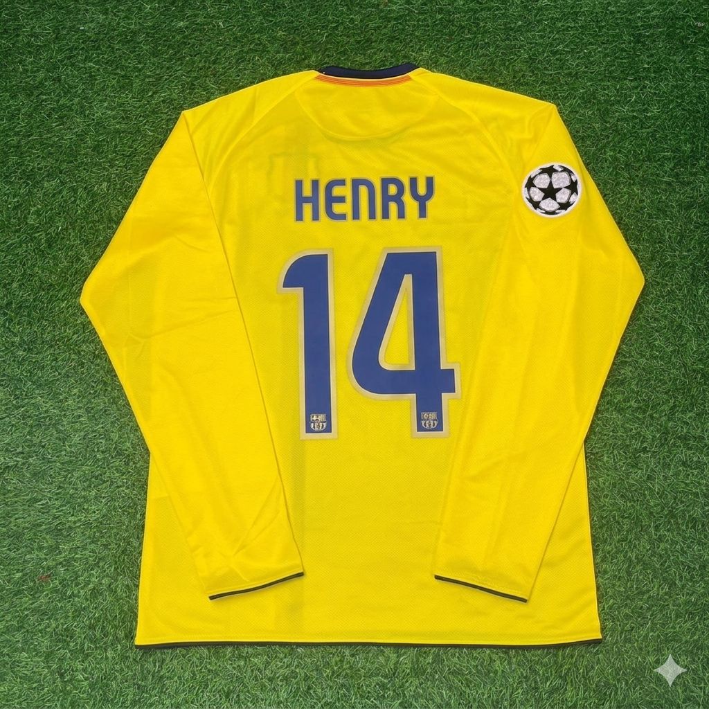 Barcelona 08/09 Season Yellow Away Retro Jersey – Thierry Henry FC – Back View
