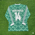 1990 Germany World Cup Thomas Berthold Green Long Sleeve Football Jersey – Back View
