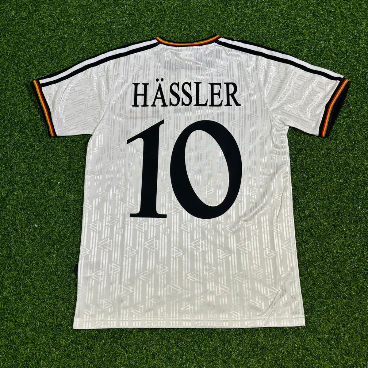1996 Thomas Häẞler Hassler Deutschland EM Germany Finale Heim Retro Fußballtrikot Set Jersey – Back View