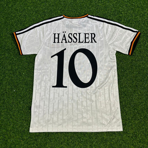 1996 Deutschland EM Germany Finale Home Retro Football Jersey Set – Thomas Häẞler Hassler – Back View