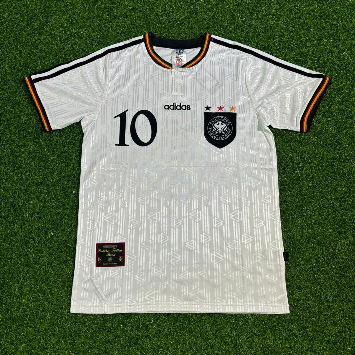1996 Thomas Häẞler Hassler Deutschland EM Germany Finale Heim Retro Fußballtrikot Set Jersey – Front View
