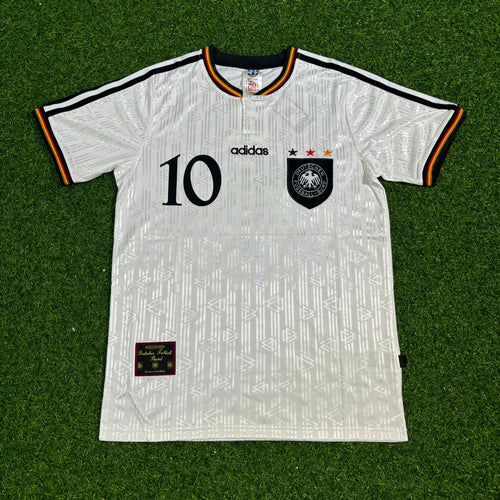 1996 Deutschland EM Germany Finale Home Retro Football Jersey Set – Thomas Häẞler Hassler – Front View
