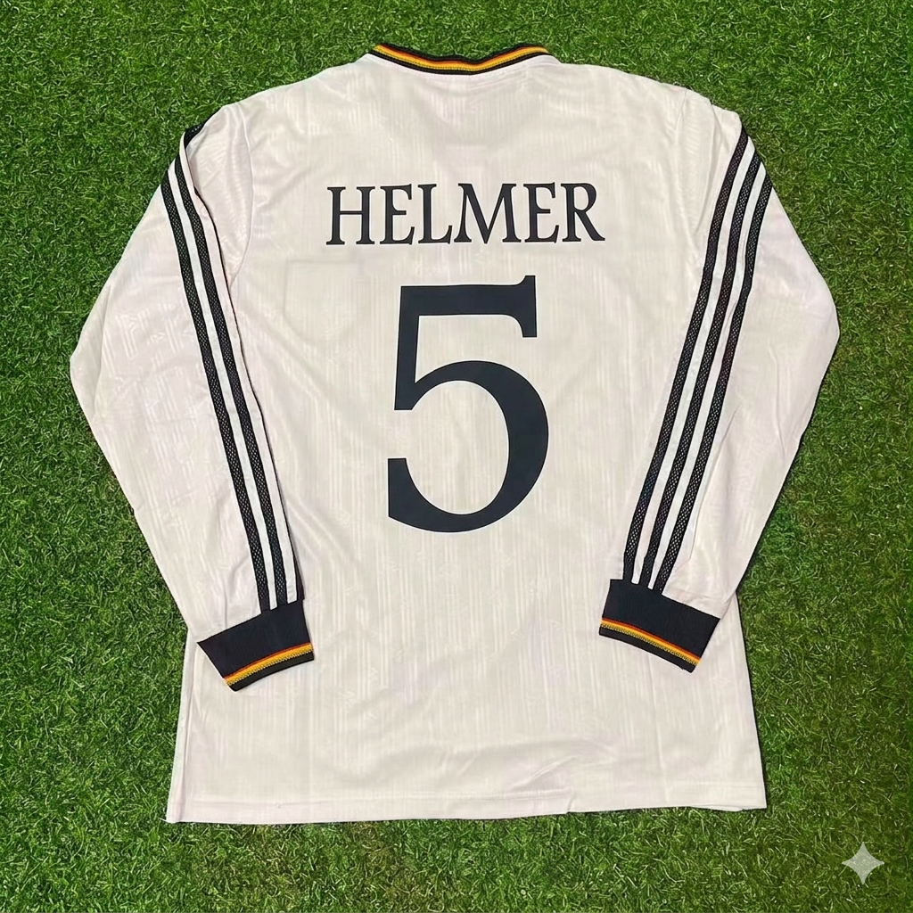 Germany EURO 1996 Final Home Long Sleeve Retro Football Jersey – Thomas Helmer #5 – Back View