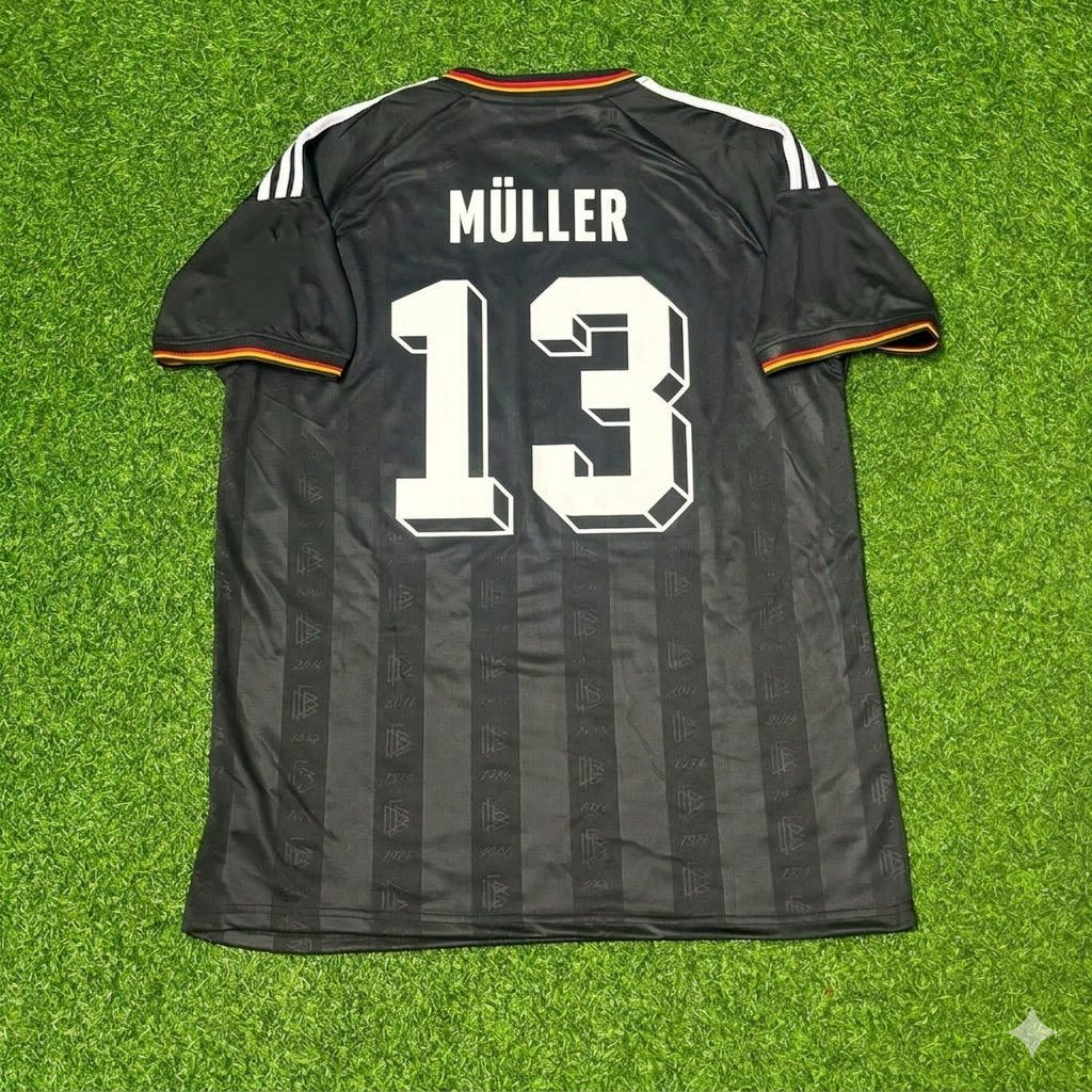 Germany Black Retro Vintage Football Jersey – Thomas Müller 13# – Back View