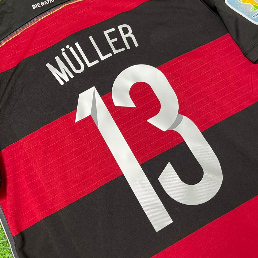 2014 Germany World Cup Thomas Müller Deutschland Brazil Black Red Retro Football Jersey – 4