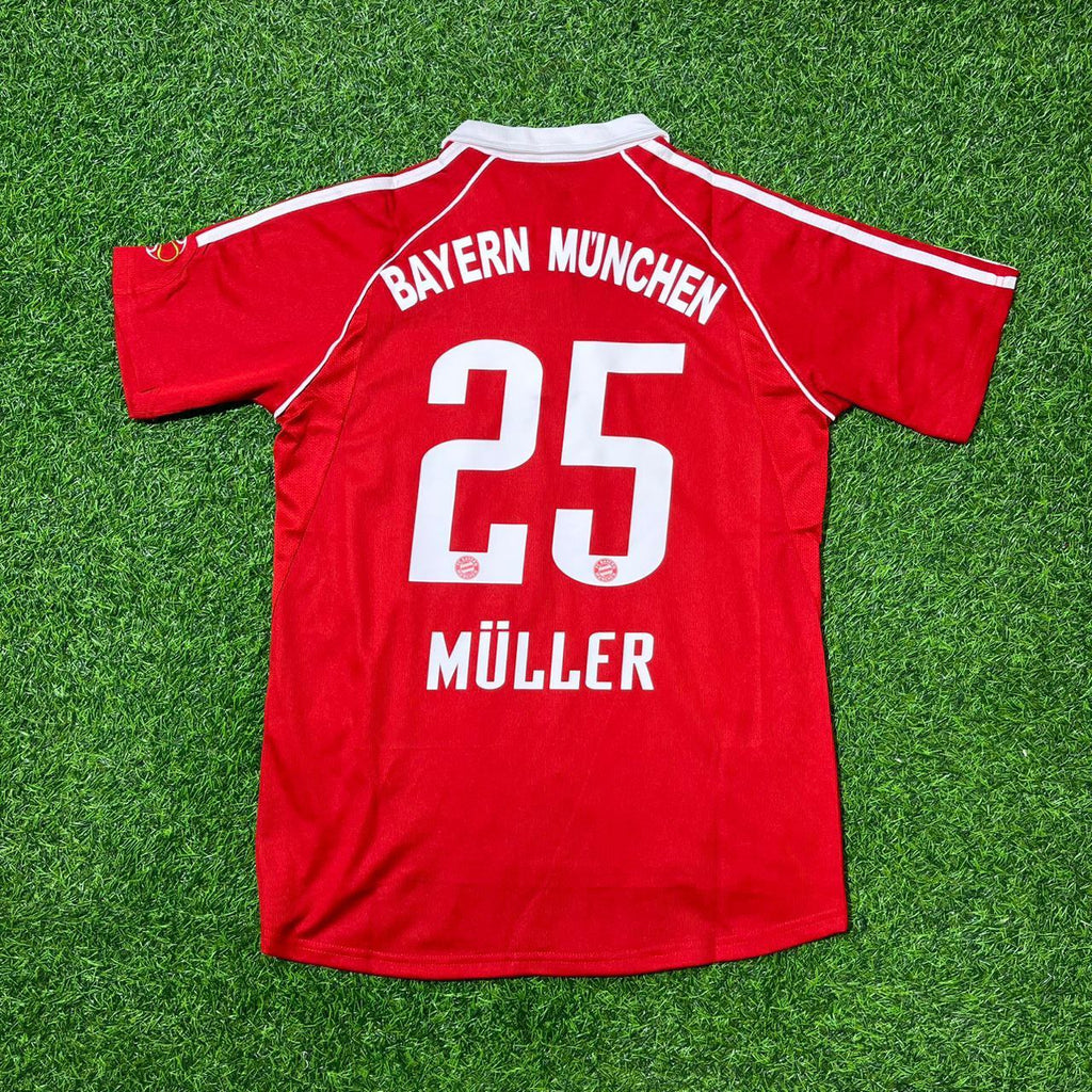 Thomas Müller Bayern Munich 2006/07 Red Retro Football Jersey – Back View