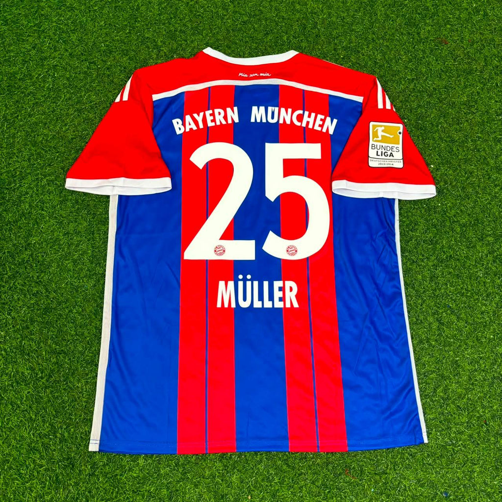 2014 Thomas Müller #25 Bayern Munich 2015 Home Retro Patch Football Jersey – Back View
