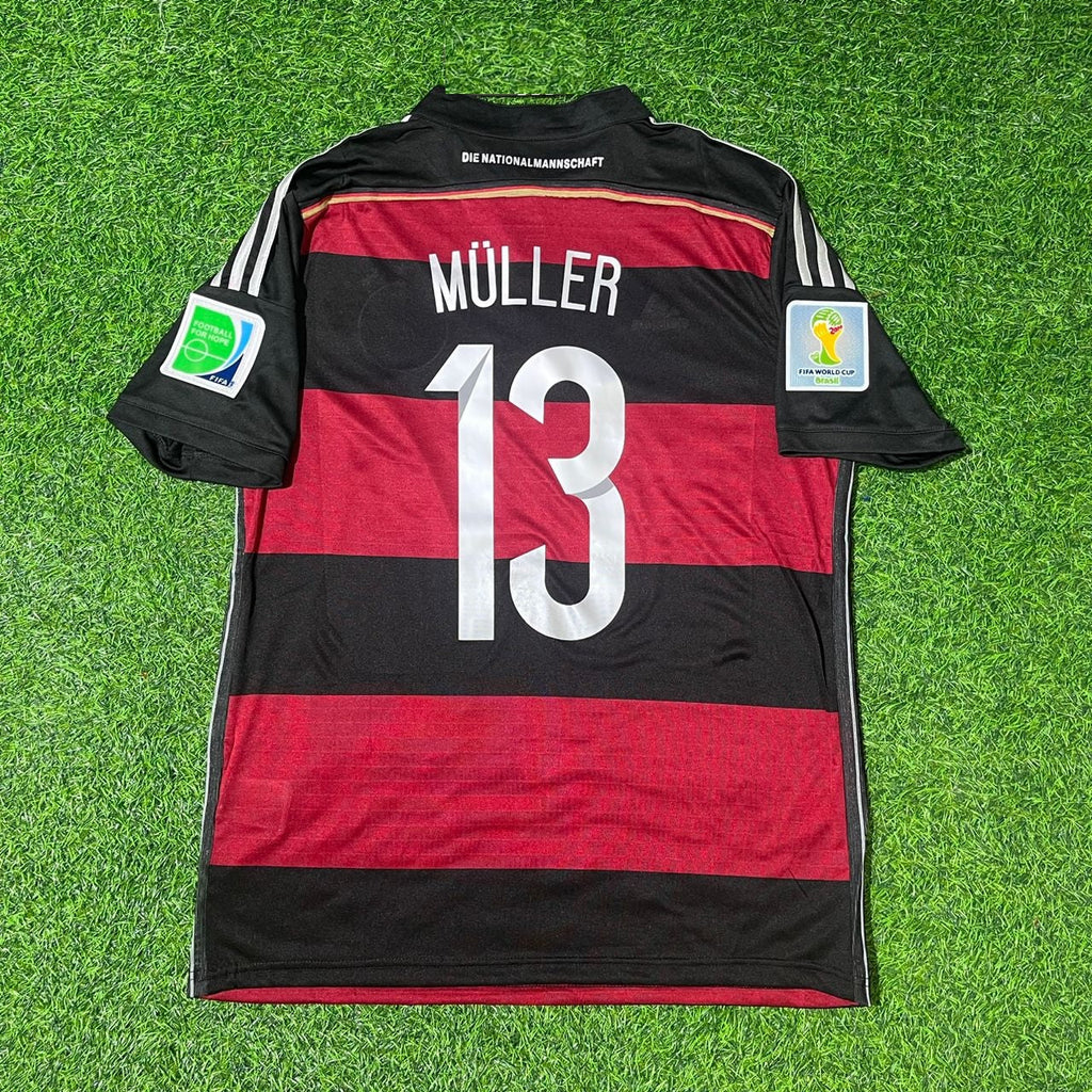 2014 Germany World Cup Thomas Müller Deutschland Brazil Black Red Retro Football Jersey – Detailed View