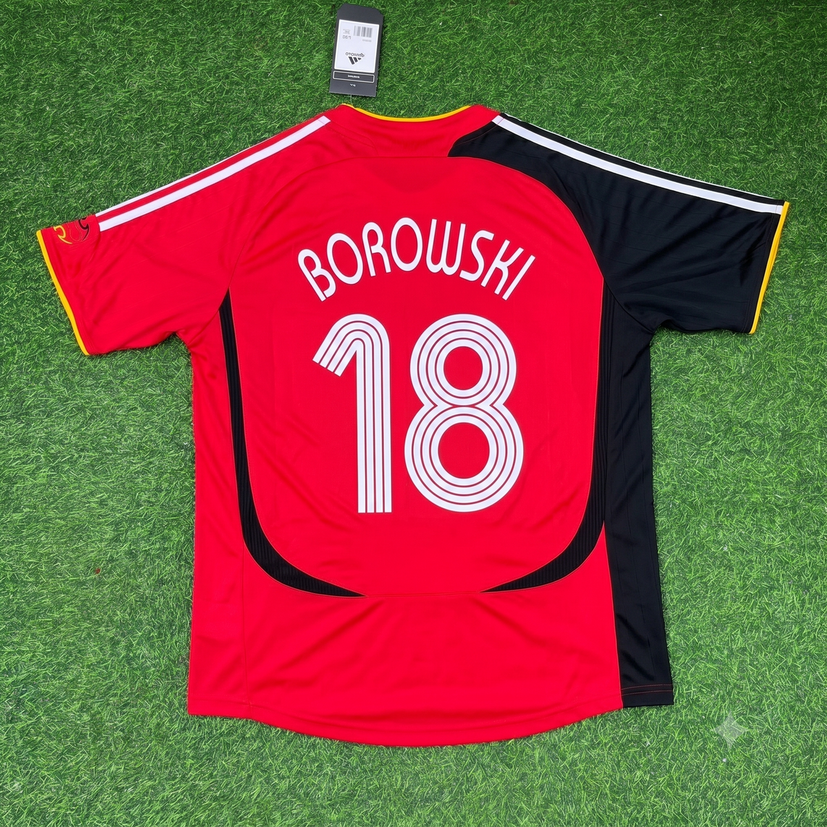 2006 Germany World Cup Tim Borowski Away Red Black Retro Football Jersey – Back View
