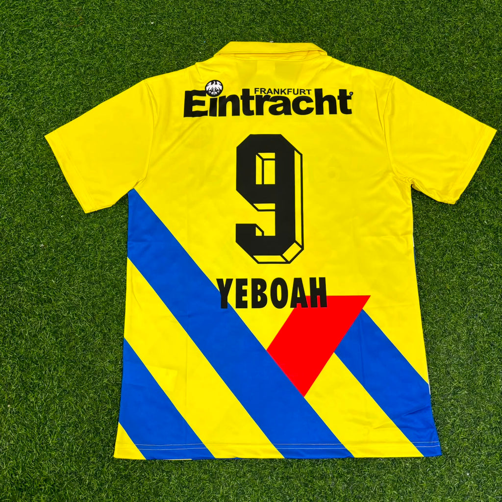 Tony Yeboah Eintracht Frankfurt 1993/1996 Retro Yellow Football Jersey – Back View