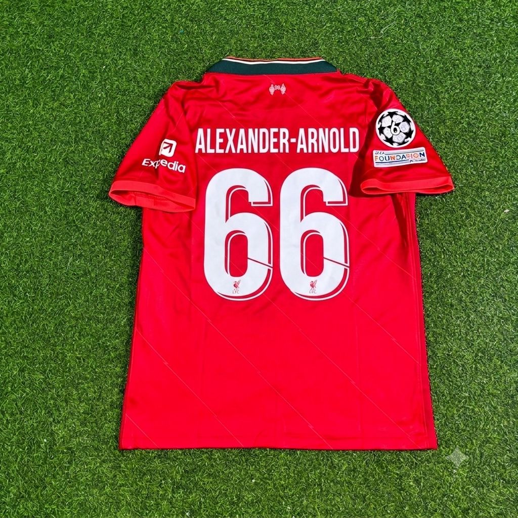 Trent Alexander-Armold #66 Liverpool 2022 Champions League Final Home Retro Football Jersey – Back View