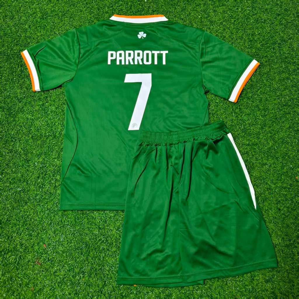 Troy Parrott Ireland 2026 Kids New Season Green Football Jersey – Back View