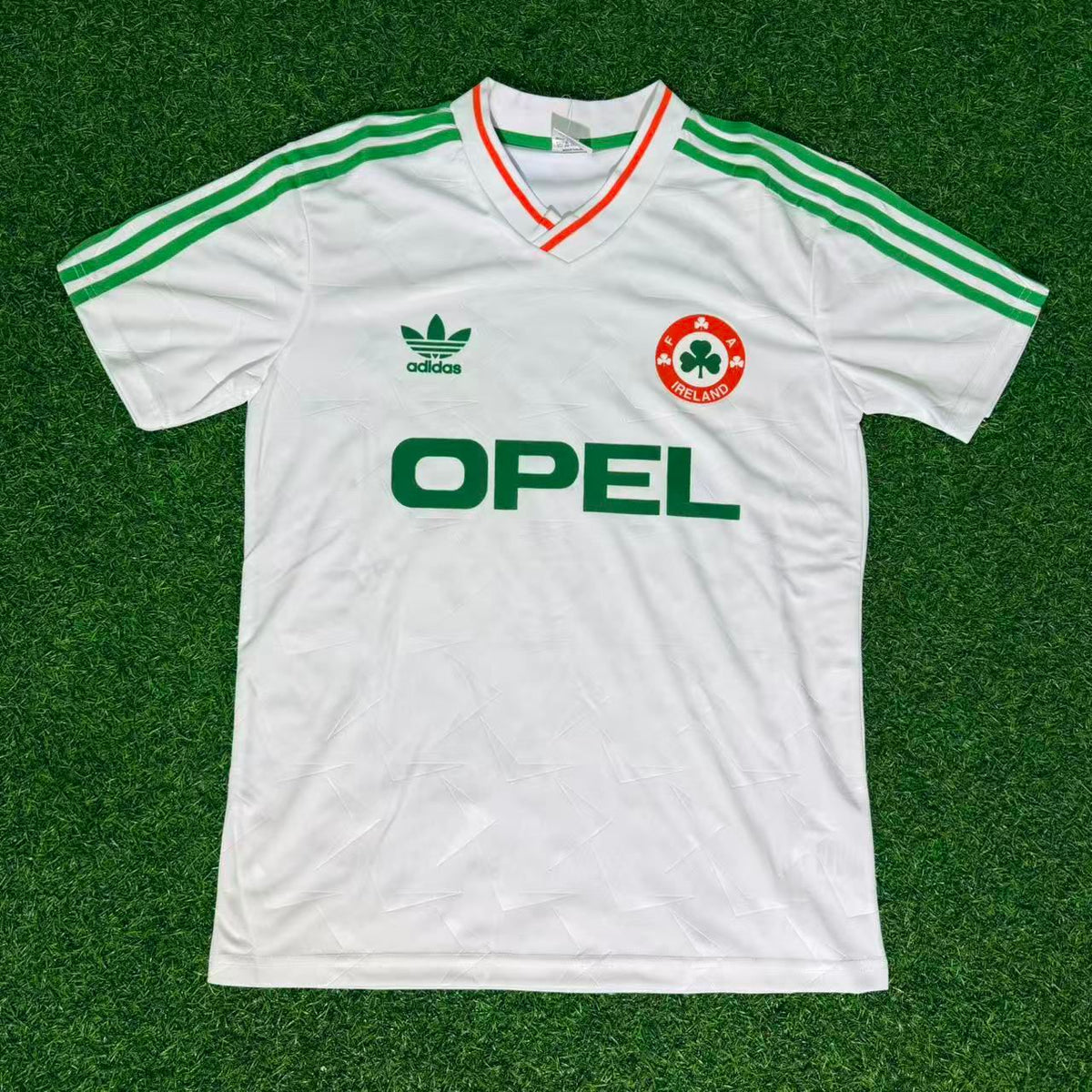 Ireland White Legendary Anniversary Retro Football Jersey – John O'Shea – Front View