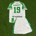 Troy Parrott Real Betis 2027 Home New Season Green White Kids Football Jersey – Back View