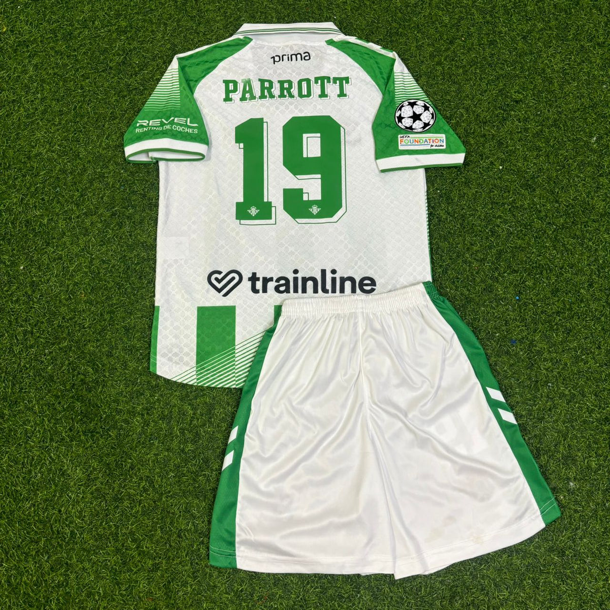 Troy Parrott Real Betis 2027 Home New Season Green White Kids Football Jersey – Back View