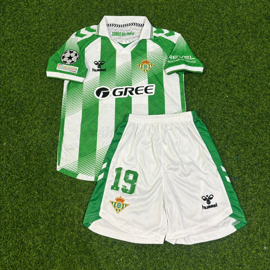 Troy Parrott Real Betis 2027 Home New Season Green White Kids Football Jersey – Front View
