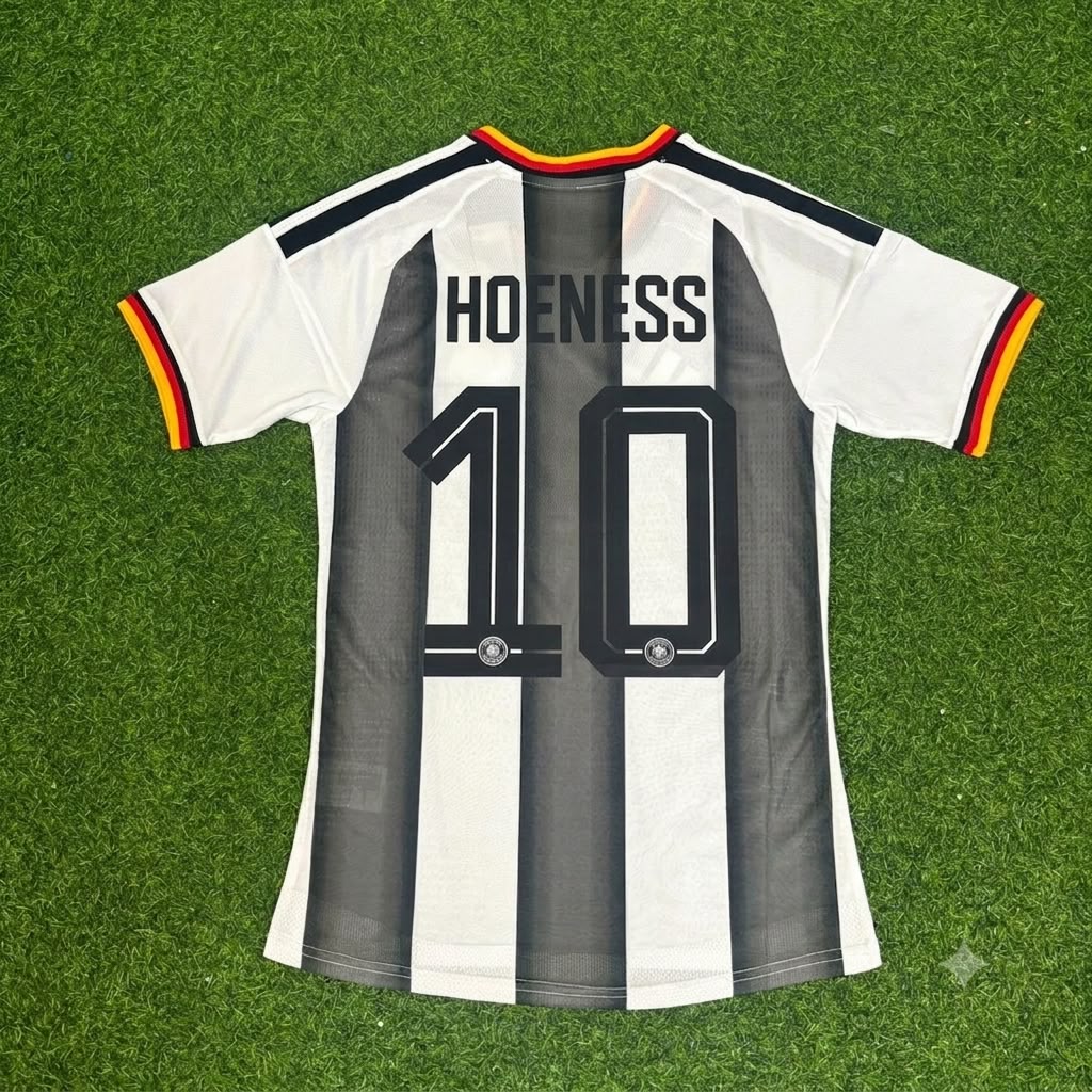 Uli Hoeness Germany Stripe Special Edition Black White Jersey – Back View