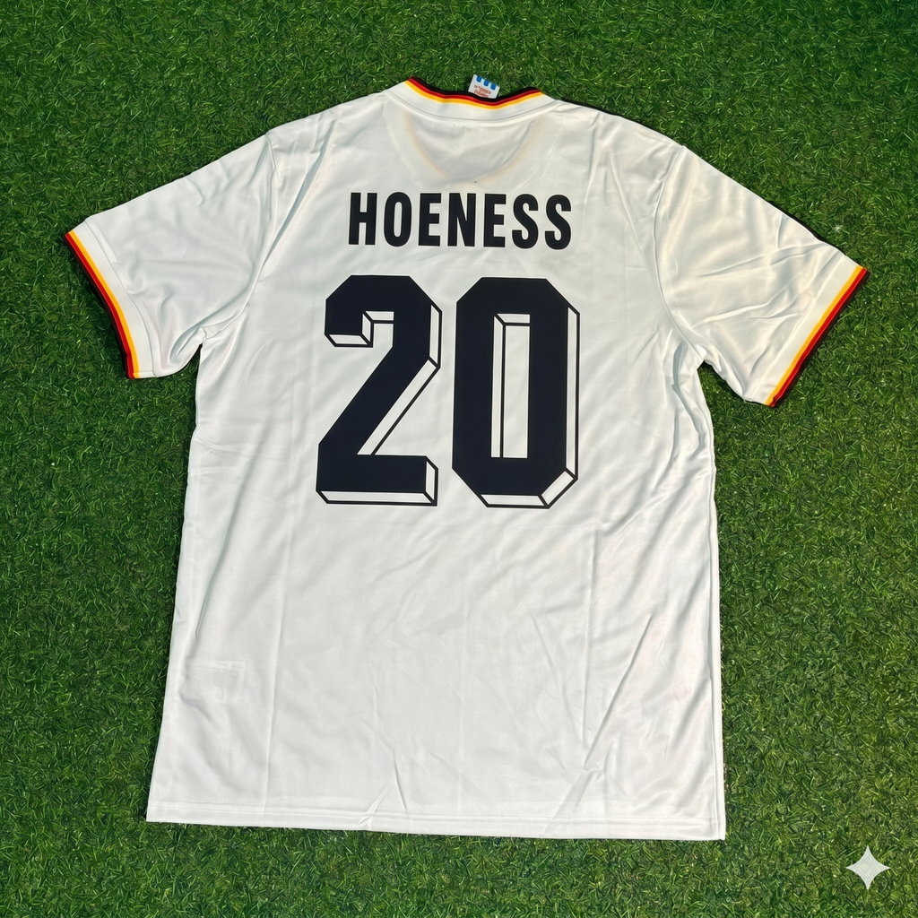 1986 Dieter Hoeneß #20 Deutschland World Cup Retro Wein – Back View