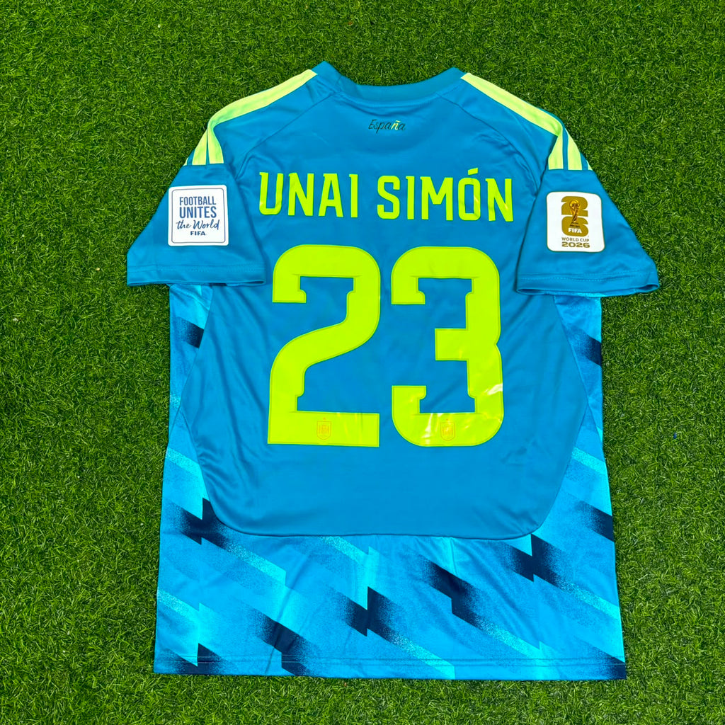 Unai Simon Spain Goalkeeper 2026 World Cup Blue Special Football Jersey – Back View
